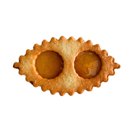Lunette apricot jam, an oval sandwich biscuit with apricot jam